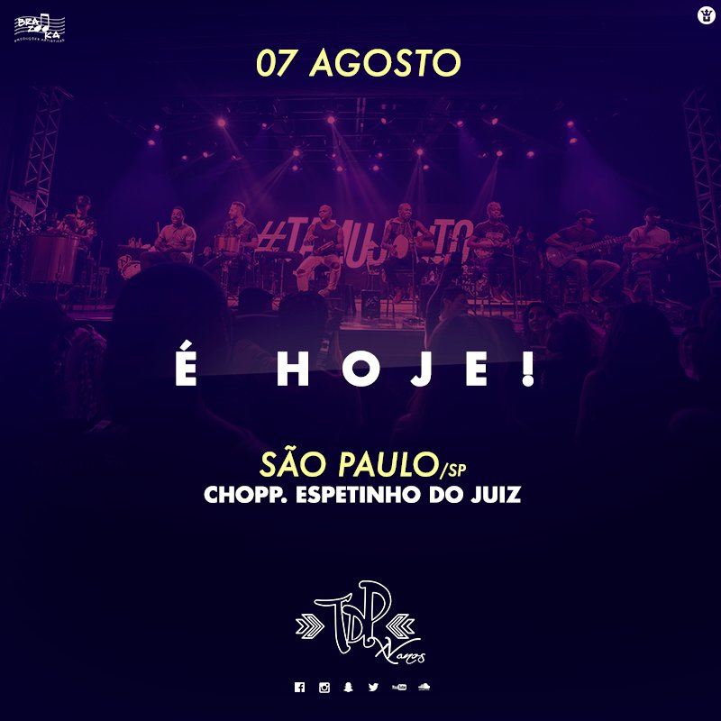 turmadopagode's tweet photo. Alô São Paulo, vamos esquentar esse domingo na Chopperia Espetinho do Juiz? Até mais tarde! #VamoNoixxx #TDPno https://t.co/ct4A9TRvkV