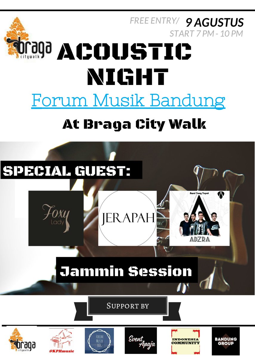 Acoustic Night #bragakitakustik At <a href="/Braga_Citywalk/">Braga Citywalk</a> Selasa, 9 Agustus 2016. Pukul 19.00 -Selesai. <a href="/infoindiebdg/">INFO INDIE BANDUNG</a>
