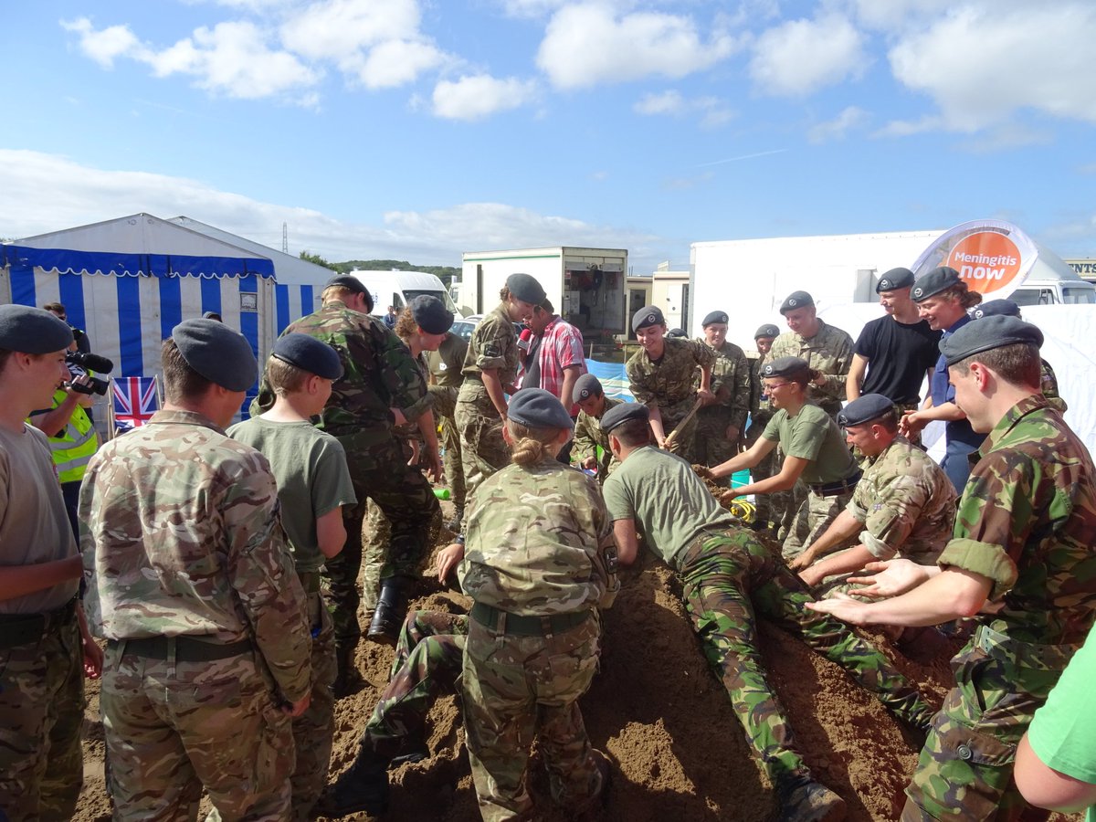 SouthGlosShow's tweet photo. The sand sculpture bit the dust at the hands (and feet) of the Bristol Air Cadets! @MeningitisNow #SGS16 https://t.co/2EyATdlPpp