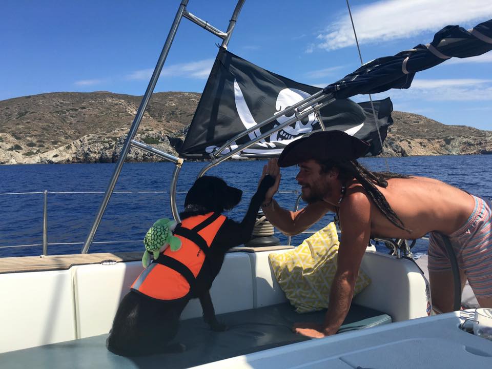 OTBTSkipper's tweet photo. It's a pirate life with @OTBTSkipper - sail with us this August/September @Cyclades_GR between @Santorini &amp; @Mykonos https://t.co/9WEox2vYeu
