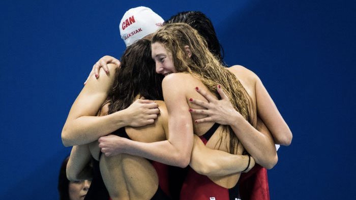 TeamCanada's tweet photo. #TeamCanada's first #Rio2016 medal made with hard work at Pan Am Games pool: https://t.co/YZULs24Dm3 https://t.co/sL6Ytk9BkG