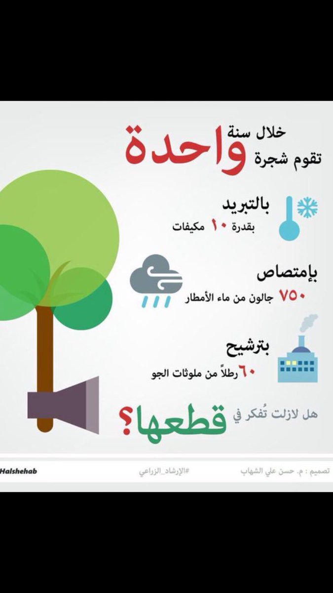 "<a href="/11abomurad/">جمال العنزي</a>: #حمله_تشجير_لمكافحه_التلوث
تأثير الأشجار على خفض درجات الحرارة وتنقية الهواء من التلوث "