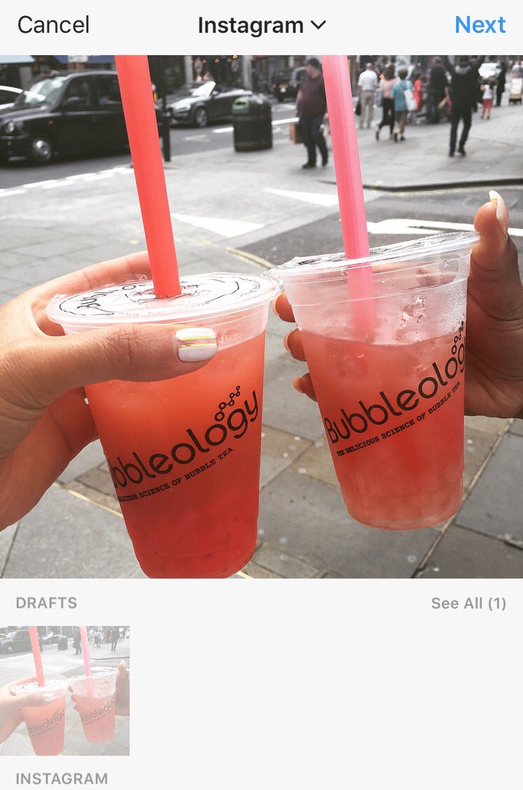 ZeenaXena's tweet photo. This is what the new feature looks like... #InstagramDrafts https://t.co/6yvsI5qnu4