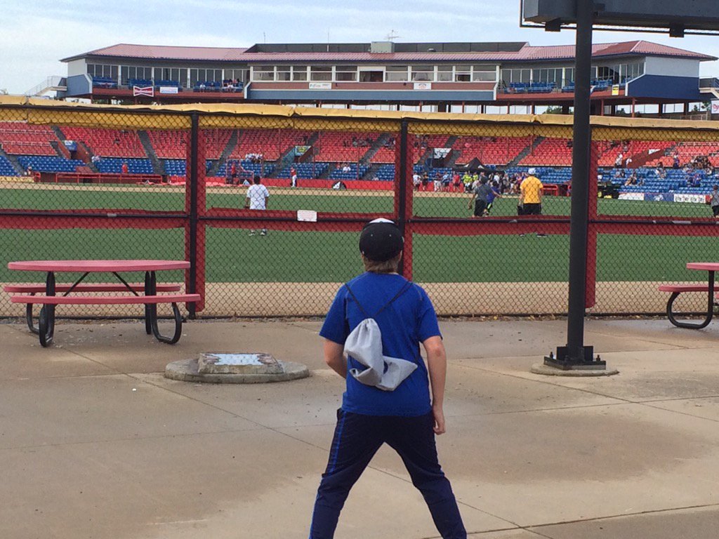 theRyanWray's tweet photo. The Ball Hawk in action at Lawrence Dumont Stadium, tryin' to get that #nbcbaseball home run derby gold. https://t.co/YHN5v8gzwp