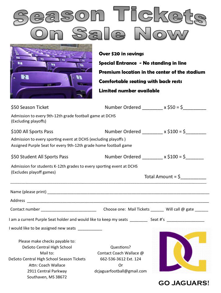 DCJagFootball's tweet photo. Season Tickets and Athletic passes are on sale! https://t.co/PUs5AMRmIF