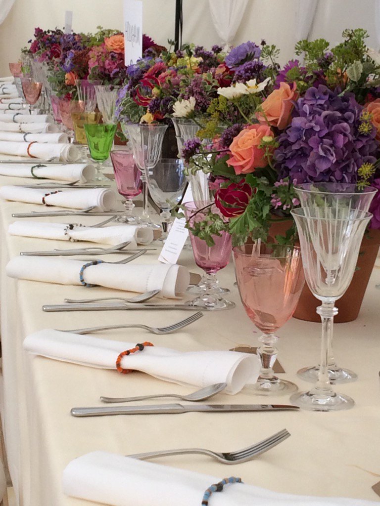Just beautiful - a personal favourite from some of this season's weddings. Coloured glasses and etched stemware.