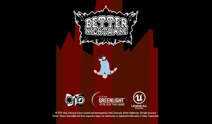 Better Nightmare now on Greenlight!  https://t.co/fxevrXH80y  #indie #indiegame #indiedev #greenlight<a href="/tag/indie"class="tags"><span>#indie</span></a><a href="/tag/greenlight"class="tags"><span>#greenlight</span></a><a href="/tag/gamedev"class="tags"><span>#gamedev</span></a><a href="/tag/indiedev"class="tags"><span>#indiedev</span></a><a href="/tag/indieg"class="tags"><span>#indieg</span></a>