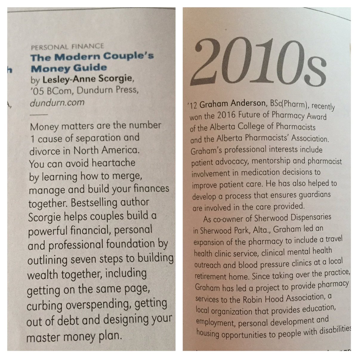 serenatkb's tweet photo. So cool to see both my husband and money coach @Lesleyscorgie featured in @UAlbertaAlumni #NewTrail mag #uofapride https://t.co/Cl9Pm9AHbi