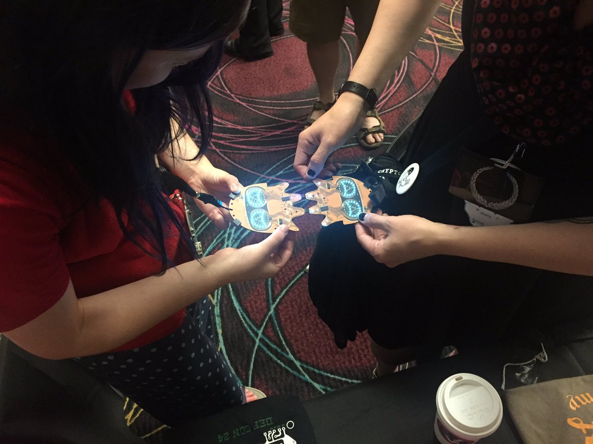 psyborg042's tweet image. Dirty dirty @Queercon badge docking @SVXindustries booth. #defcon2016 #defcon24