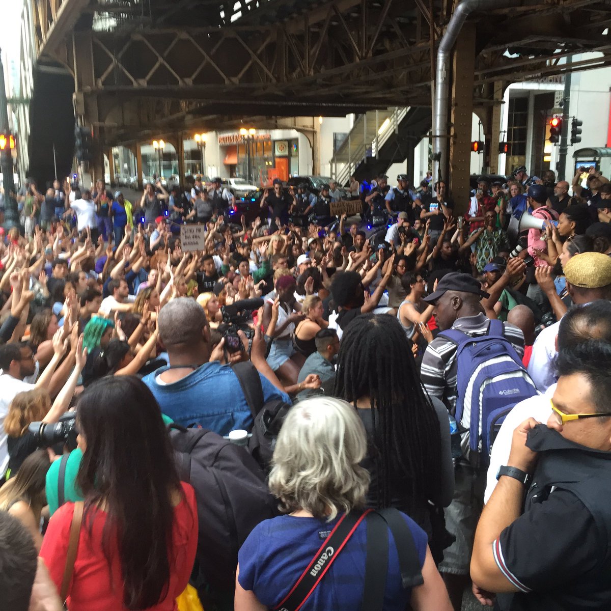 NekoCase's tweet photo. SOLIDARITY! LOVE! PEACE! ❤️#blacklivesmatter #Chicago photo by @lauraveirs https://t.co/wDqWiTbfUc