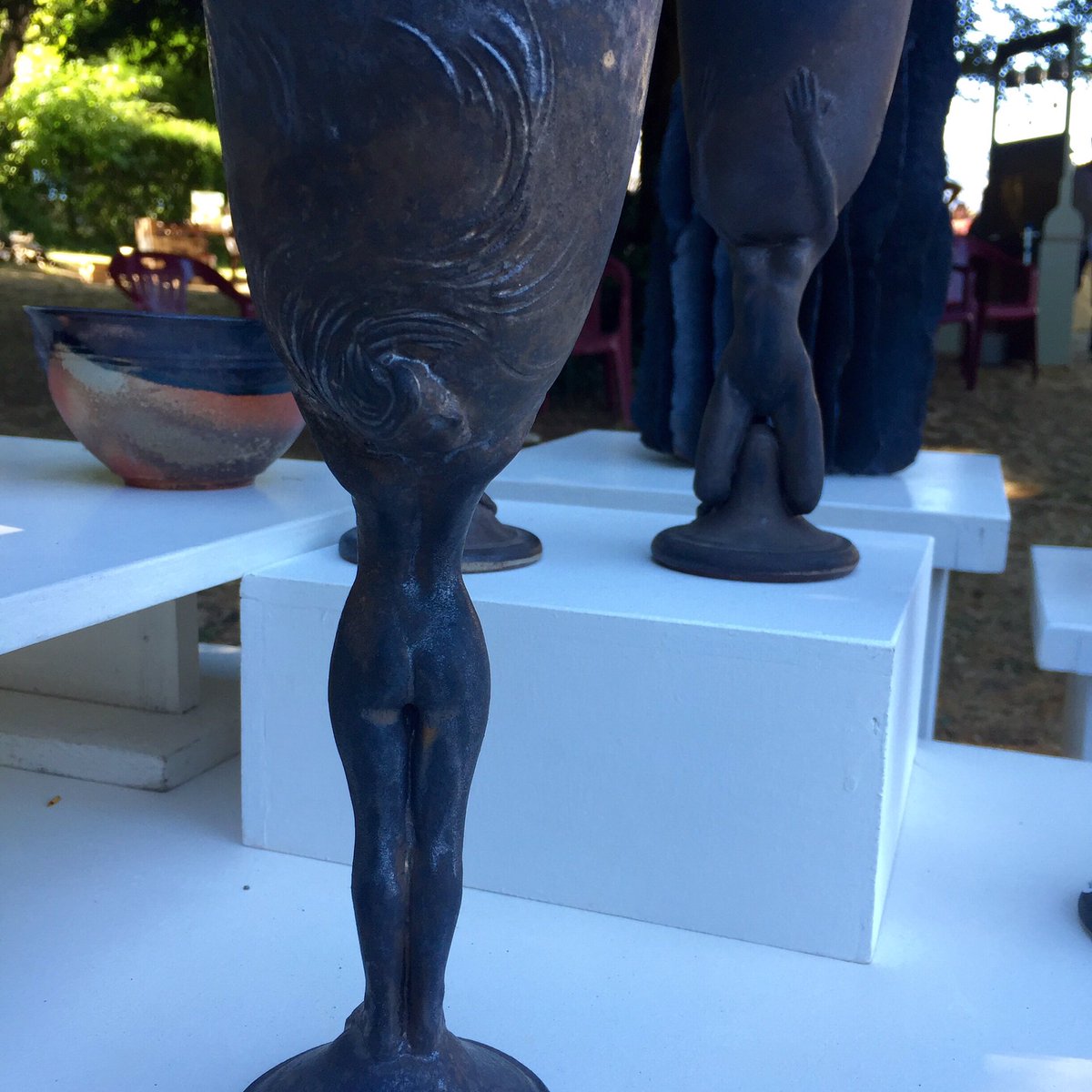7yearsoffrench's tweet photo. Fab #pottery show today in #Morogues #france. Love these #wineart goblets. #loire #LoireValley https://t.co/olIpnyj5Li