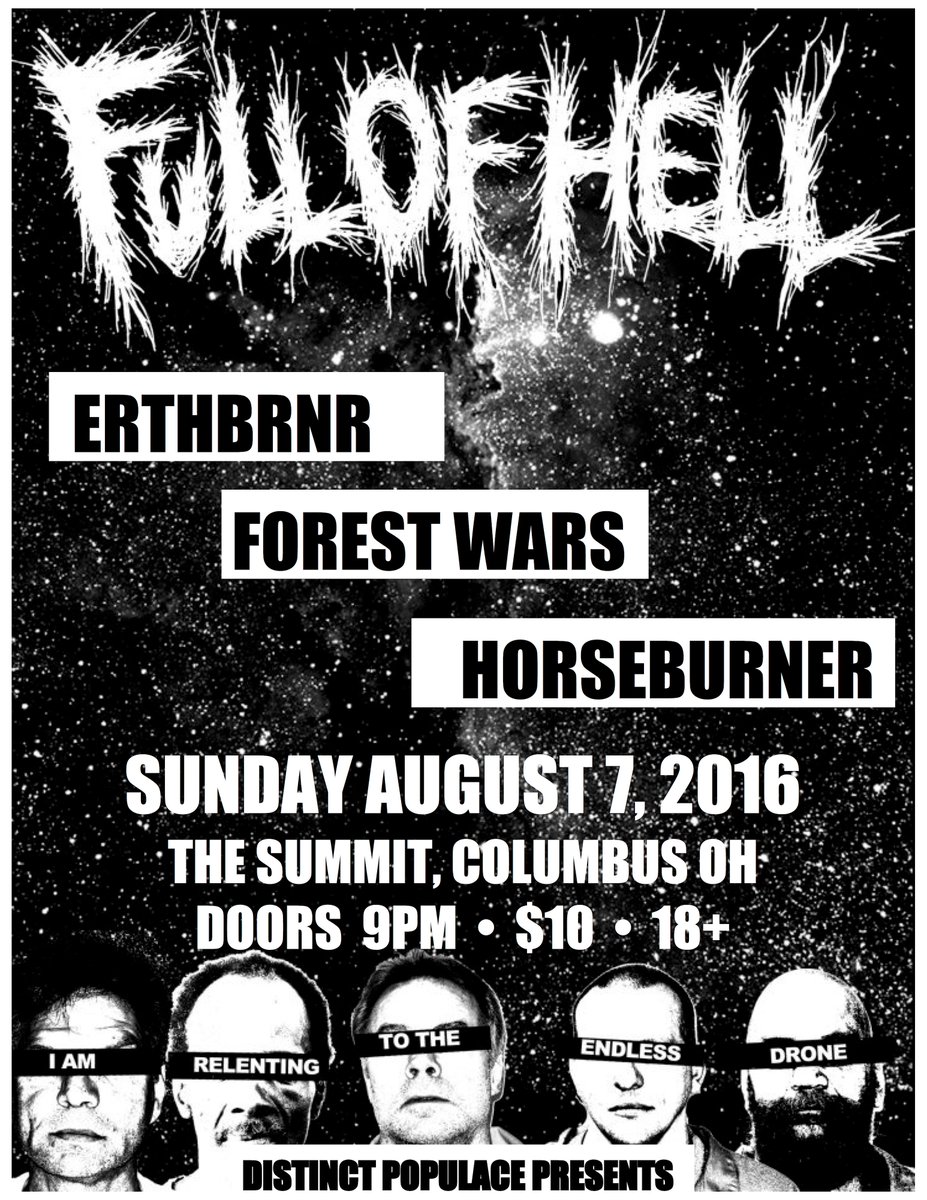 TONIGHT! Full of Hell • Earthburner • Forest Wars • Horseburner
The Summit --> 9pm $10, 18+
facebook.com/events/1113054…