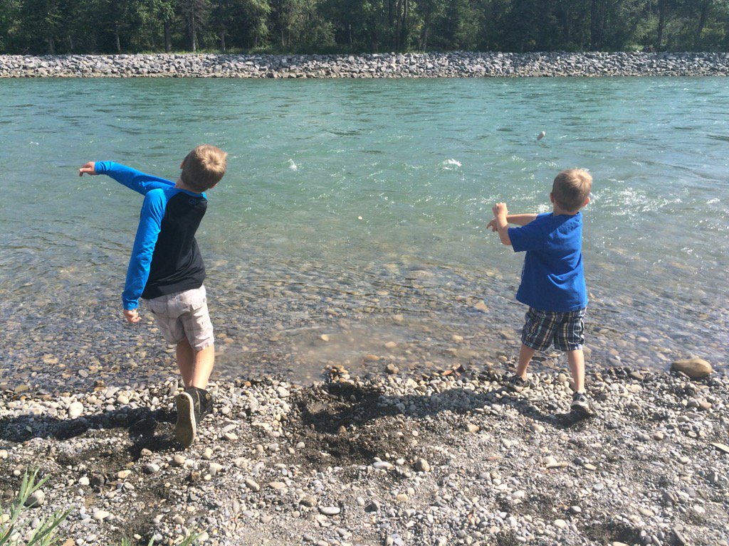 Boys, rocks, a river + sunshine = awesome afternoon!