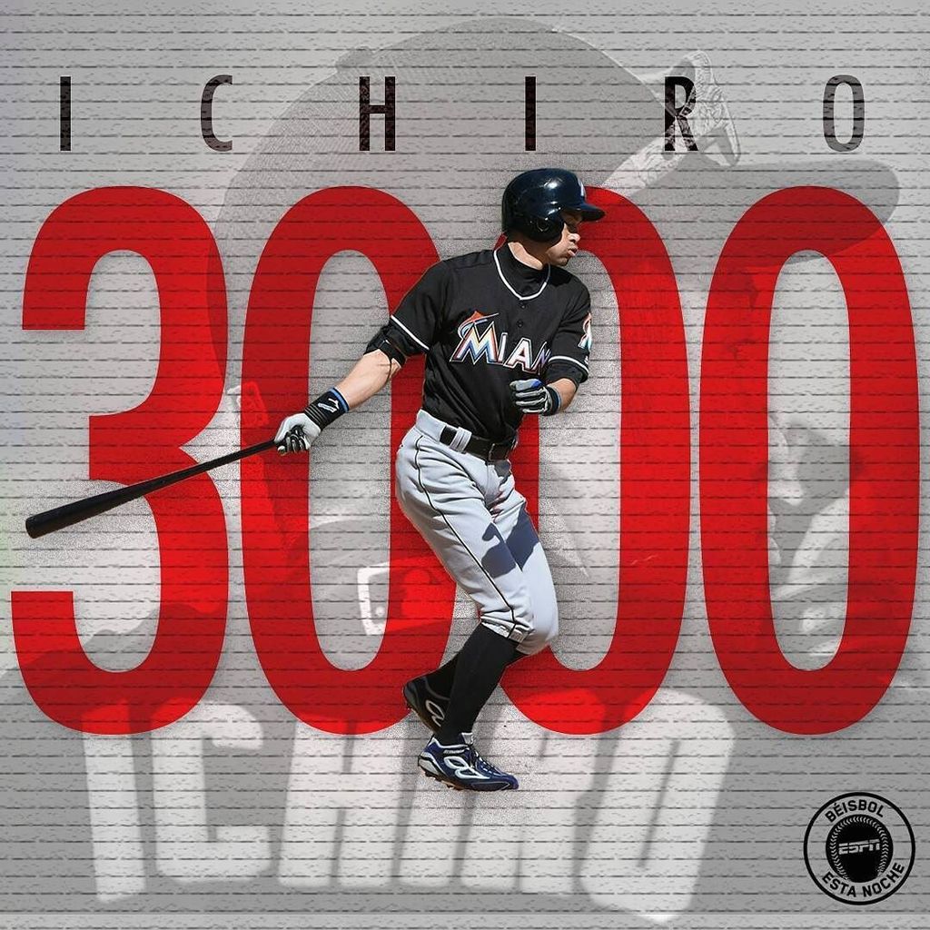 ESPN_Beisbol's tweet photo. ¡Tres mil!
Ichiro conecta el hit 3000 de su carrera, el batazo fue en el 7mo inning un triple ante Chris Rusin (COL… https://t.co/zHzppi3LtH
