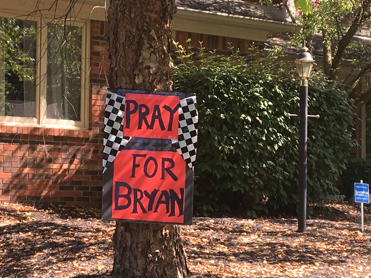 At Bryan Clausen's parents home.  The Noblesville sprint car driver was critically injured in a Saturday night race