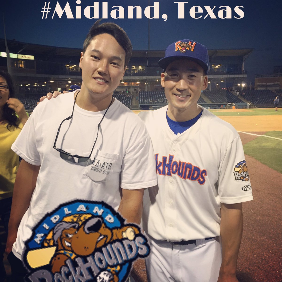 Permianlandgirl's tweet photo. @RockHounds we love #dannyoh @KWELSports https://t.co/z8C8pg0Oye