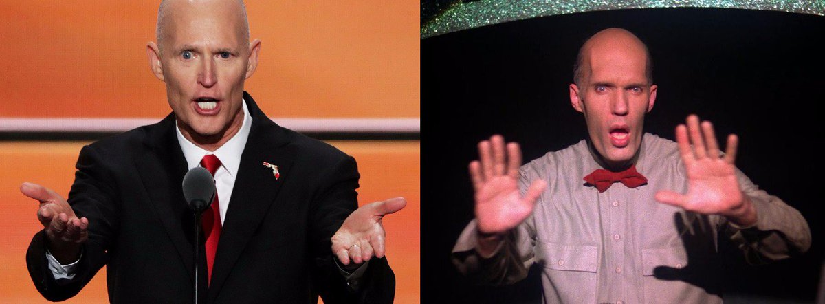 pourmecoffee's tweet photo. Is no one at all concerned that the governor of Florida is the giant from Twin Peaks? https://t.co/xnlPFrKzbI