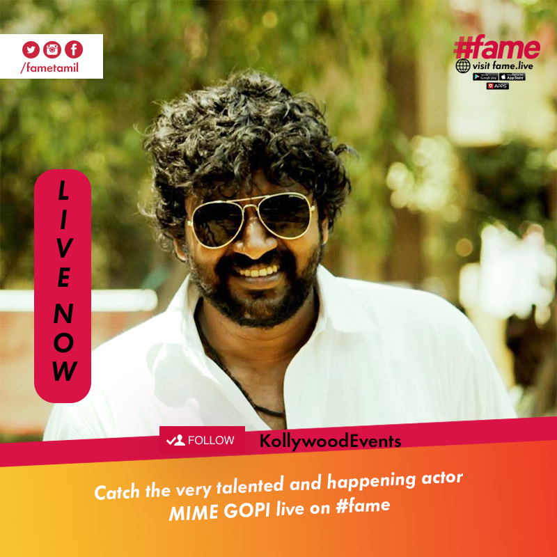 fameTamil's tweet photo. Join @mimegopi   as he goes live only on #fame! Go LIVE NOW!
#fameTamil https://t.co/pP30lFskd9