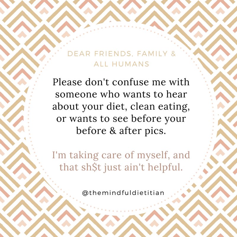 FionaBodyPosAus's tweet photo. Ummm ...I think you have me confused with someone who actually wants to hear about your diet #pleaseshhhh #selfcare https://t.co/TuigKAAfsf