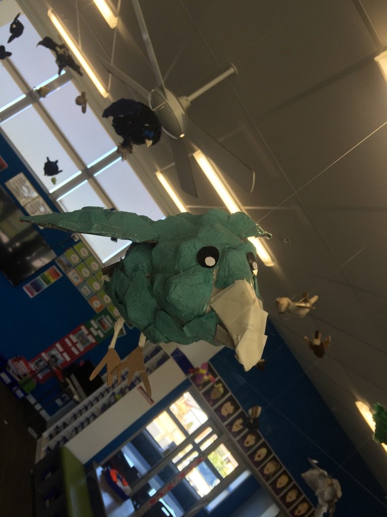 Impressed with sustainability learning at GSS looking at recycled &amp; reused materials to create awareness of NZ birds