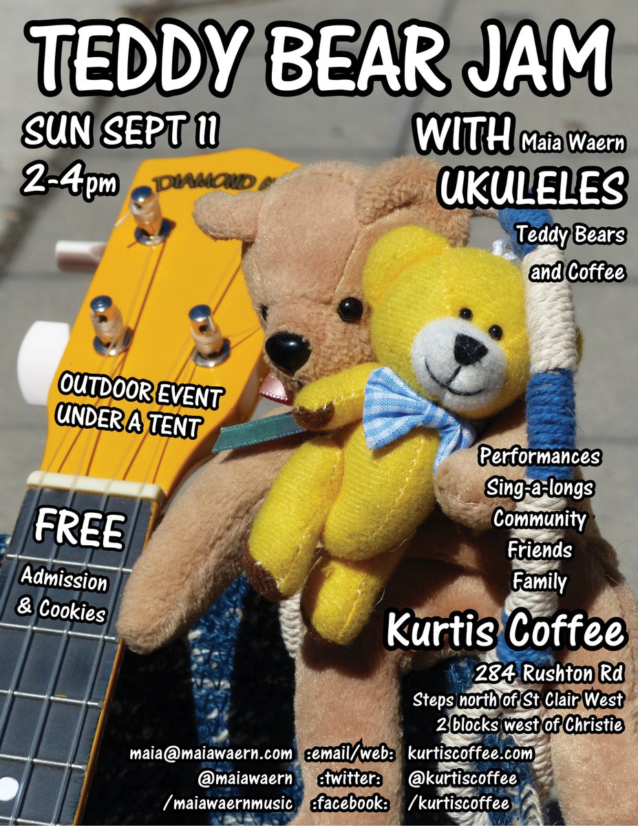 MaiaWaern's tweet photo. TEDDY BEAR JAM!
Sun Sept 11, 2-4pm
@KurtisCoffee
@KidsOpenStage
@StClairWestTO
@WychwoodBIA
https://t.co/Whm8Vt3yos https://t.co/iq94IWZMGF