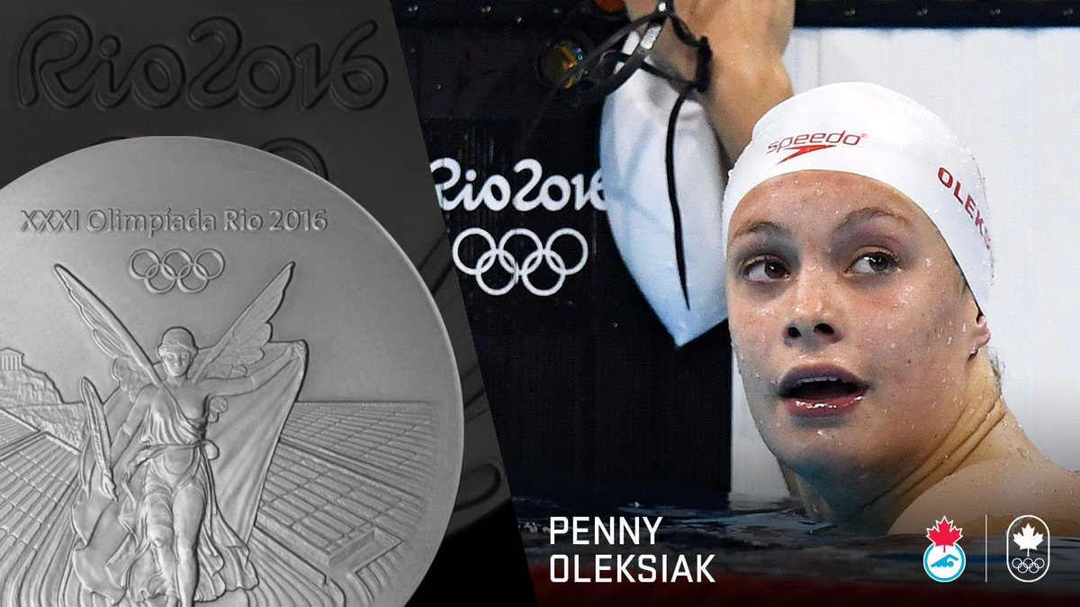 .<a href="/OleksiakPenny/">Penny Oleksiak</a> wins second medal in as many days, a silver in the 100m fly: bit.ly/2aZmvme | #TeamCanada