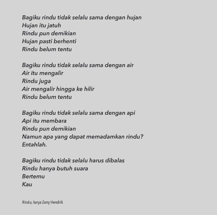katazarry's tweet photo. Perkara rindu. #katazarry https://t.co/3ExuIkYpaS