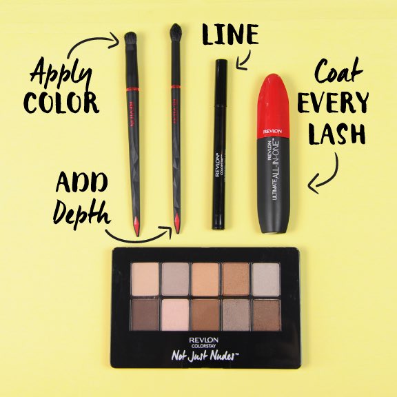 revlon's tweet photo. Everything you need to create a perfect everyday nude eye: from brushes to mascara. https://t.co/Pm19y6jpNA