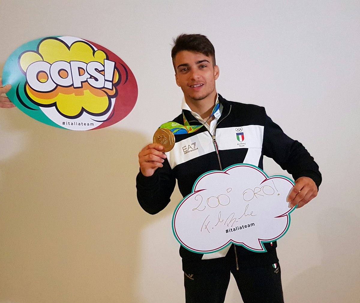 OOPS! 200° Oro azzurro! 💪 Incredibile <a href="/fabiobasile66/">Fabio Basile</a>! #italiateam #Rio2016 #gold