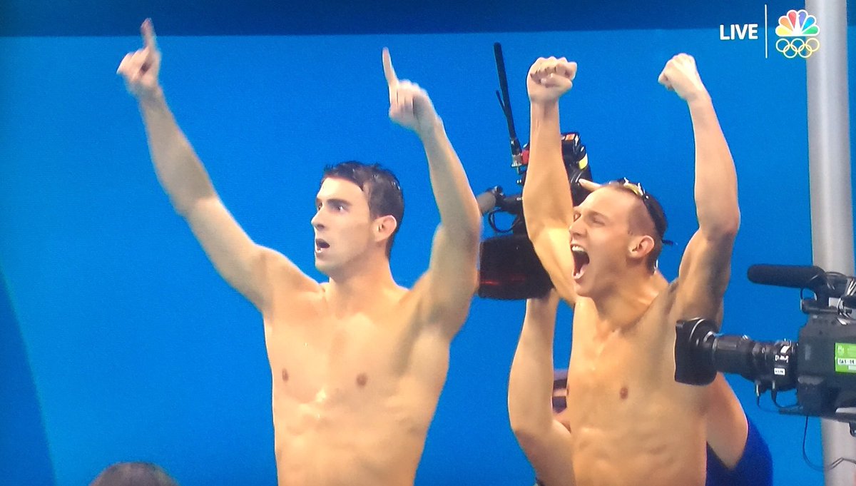 Swim_Fit's tweet photo. The UNITED STATES WIN the 4 X 100 freestyle relay &amp; is back ON TOP OF THE WORLD!! #USA #USA #Rio2016 https://t.co/Cx2bBwK6Xj