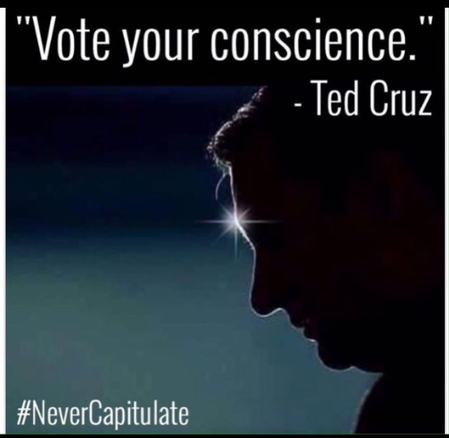 Dlw20161950's tweet image. I'm Voting My Conscience!
#NeverTrump #CruzCrew
#NeverCapitulate