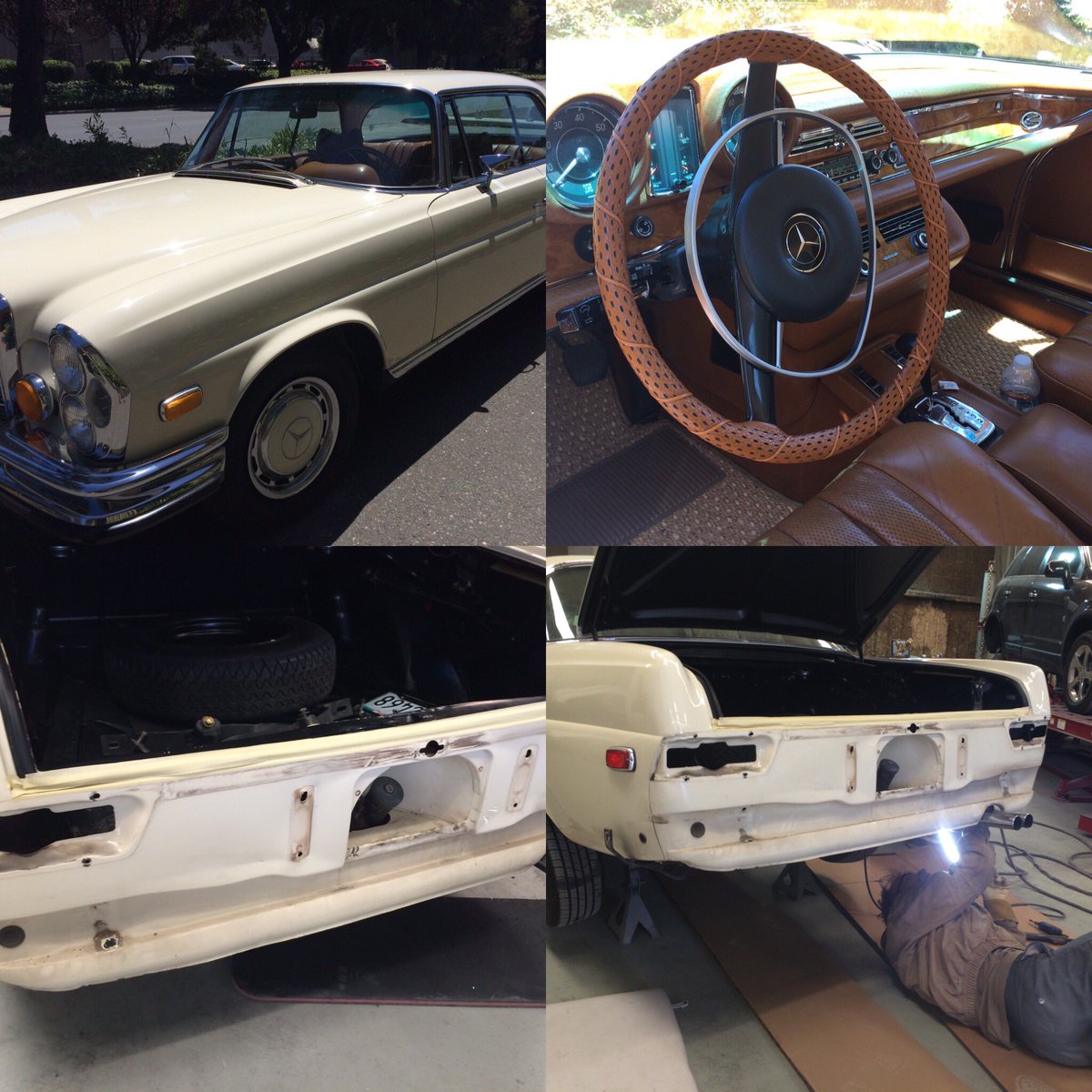 AutoBodyandMore's tweet photo. 1971 Mercedes Benz in for rear repair. #benz #mercedes #classiccars https://t.co/leGma0y96N