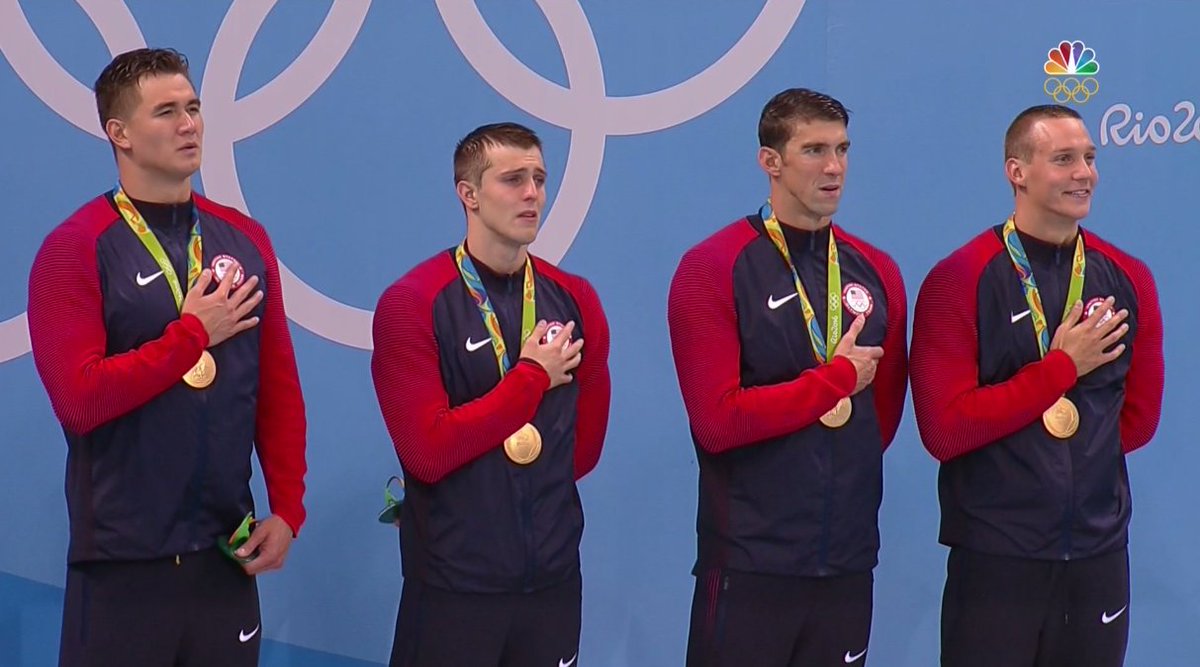 NBCOlympics's tweet photo. "Whether it's your 19th or your 1st, winning a Gold Medal at the Olympics is an emotional moment." https://t.co/Yo3jcaqSzF