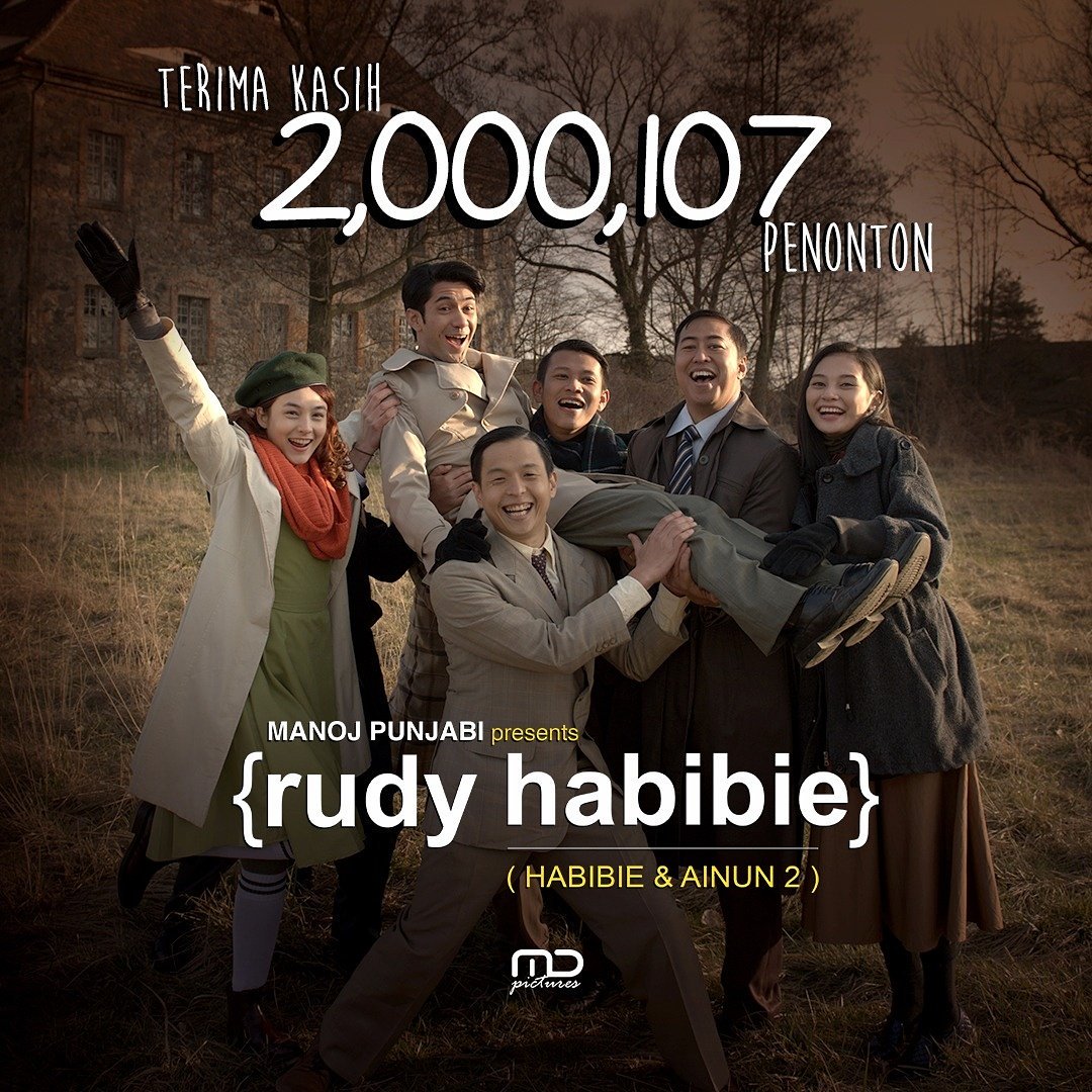 ManojPunjabiMD's tweet photo. Film @RudyHabibie_ tembus angka 2 juta penonton...Terima kasih semua dan terus dukung film-film Indonesia https://t.co/zFvlM32mQQ
