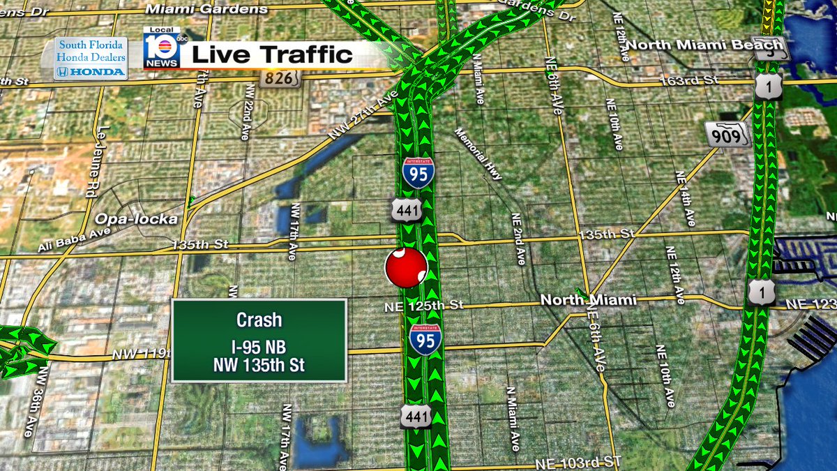 Crash on I-95 NB & NW 135th St #TRAFFIC #MIAMI https://t.co/fuqFAlxde5