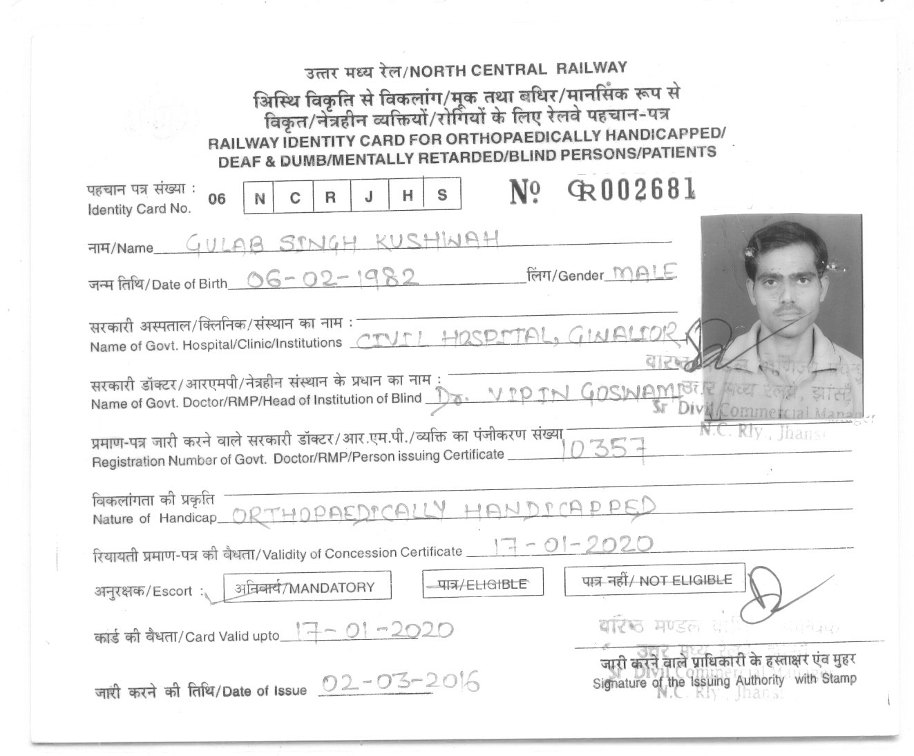 Id Card For Disabled Person