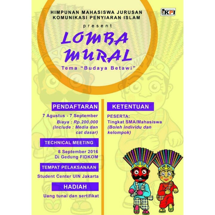 Yuukkk ikut Lomba Mural dengan tema "Budaya Betawi" cuma ada di #FESBUDKPI2016 lih 😊 kapal lagi 😉