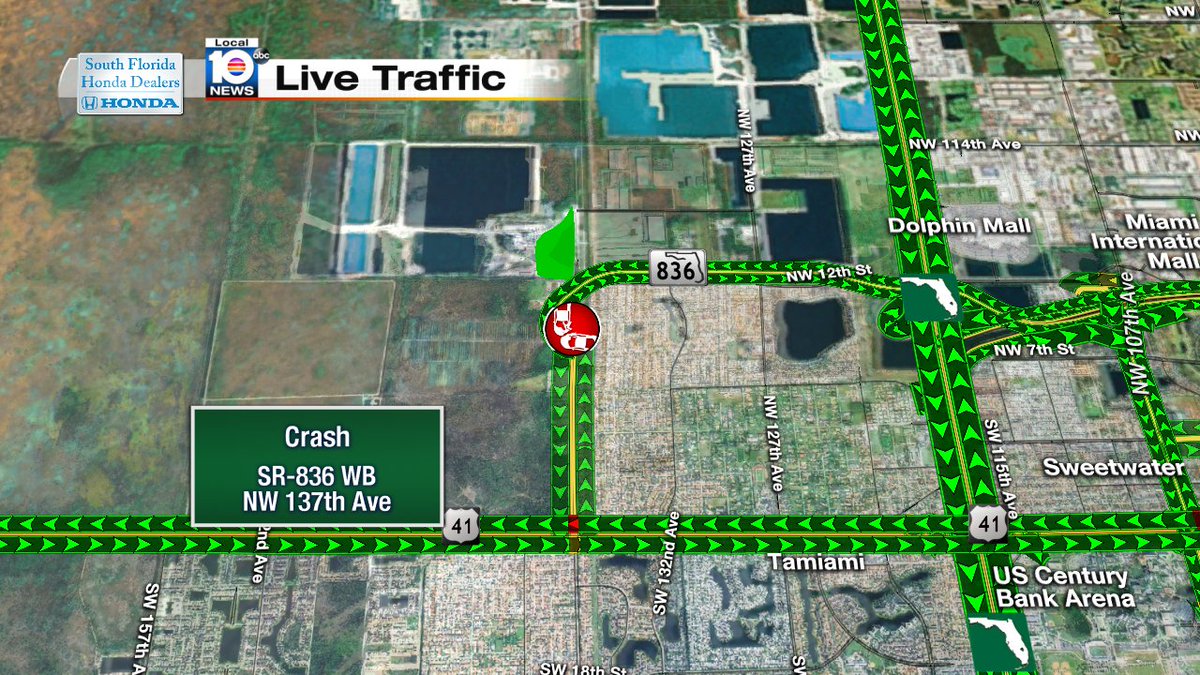 Crash on SR-836 WB & NW 137th Ave #TRAFFIC #MIAMI https://t.co/eGwDe7oQ4g