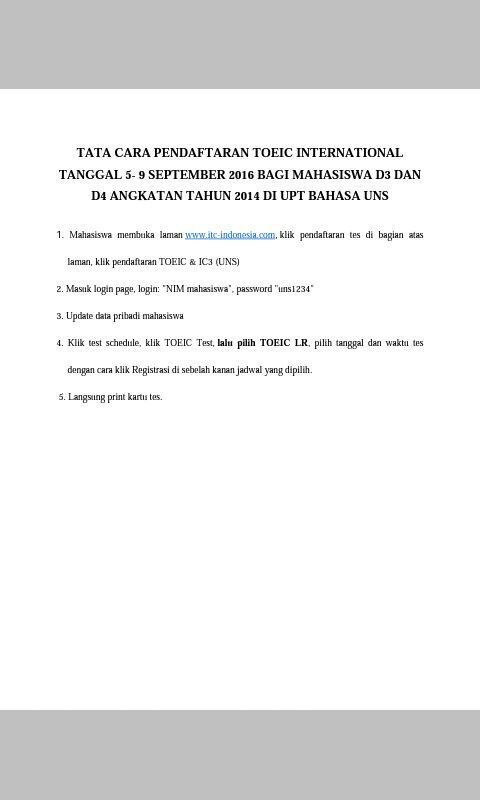 Tata cara pendaftaran online tes TOEIC 2016 #5