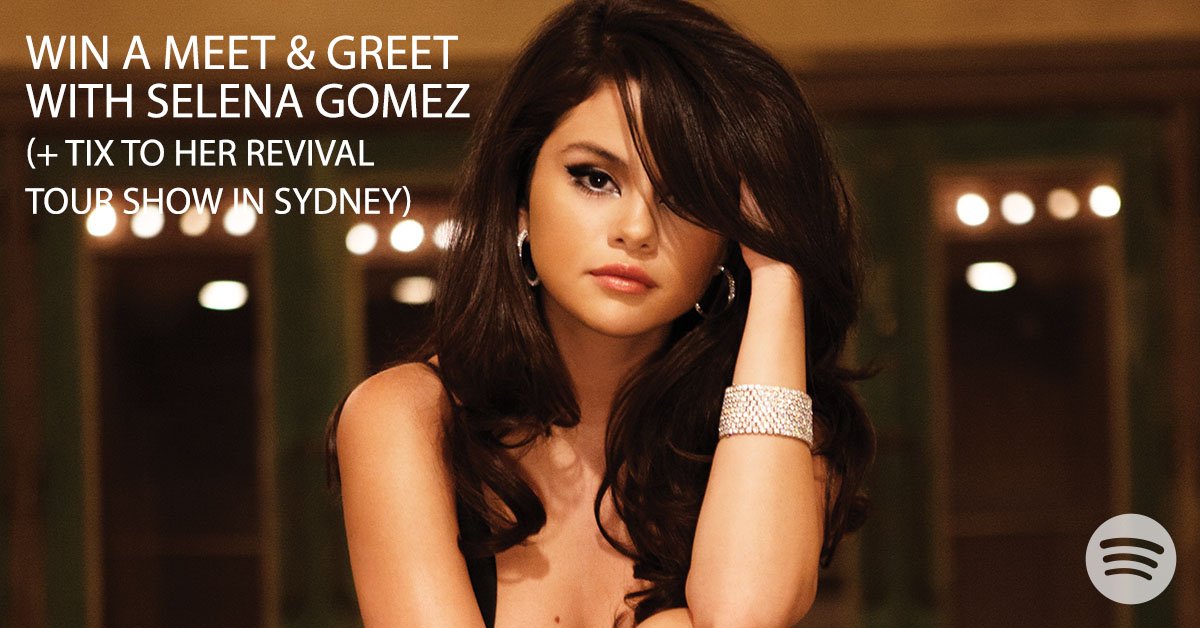 Want to win a meet and greet with <a href="/selenagomez/">Selena Gomez</a> in Sydney tomorrow night? bit.ly/spotifyselenam…