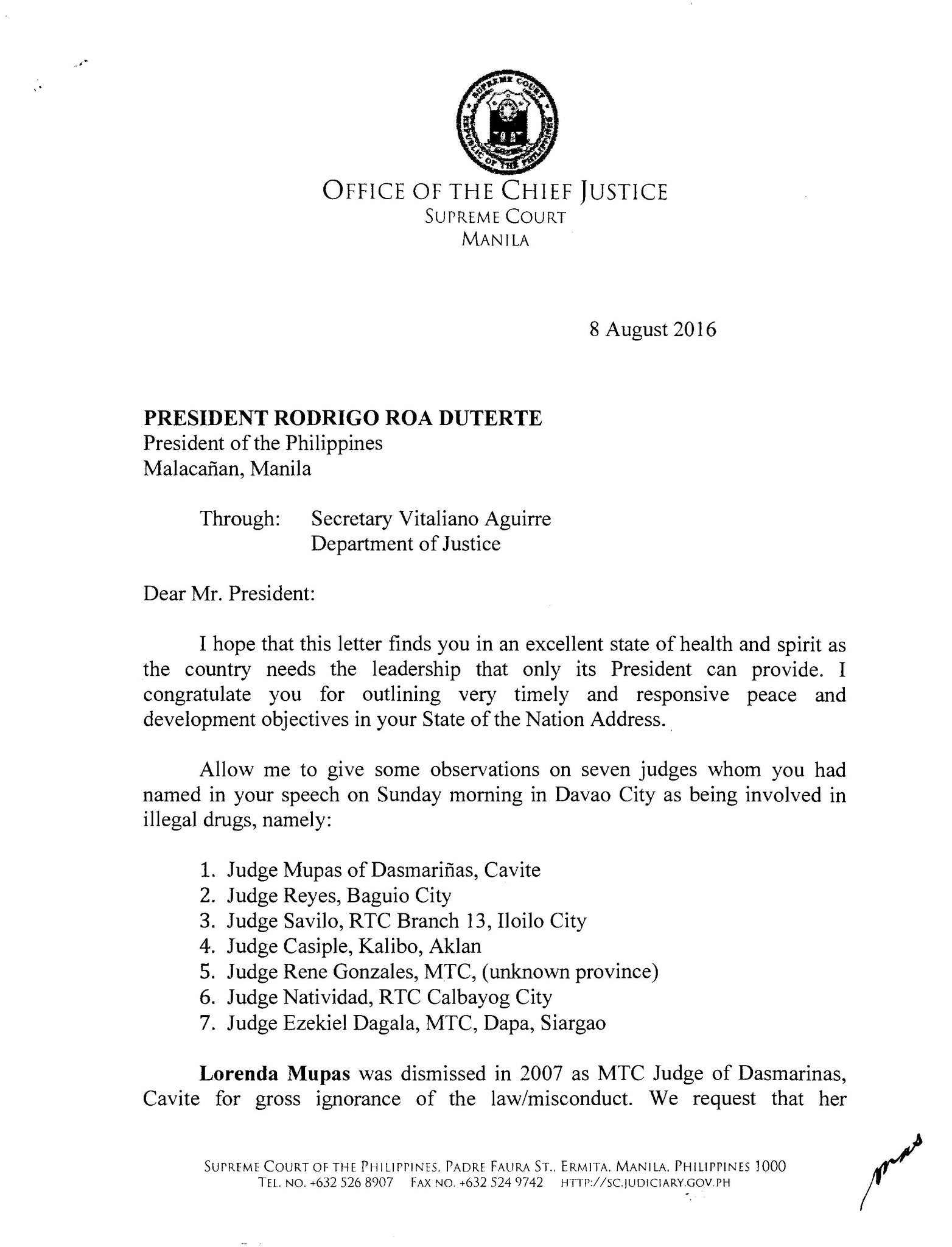 Inquirer on Twitter: "READ: SC CJ Sereno's letter to Pres Inquirer on Twitter: "READ: SC CJ Sereno's letter to Pres