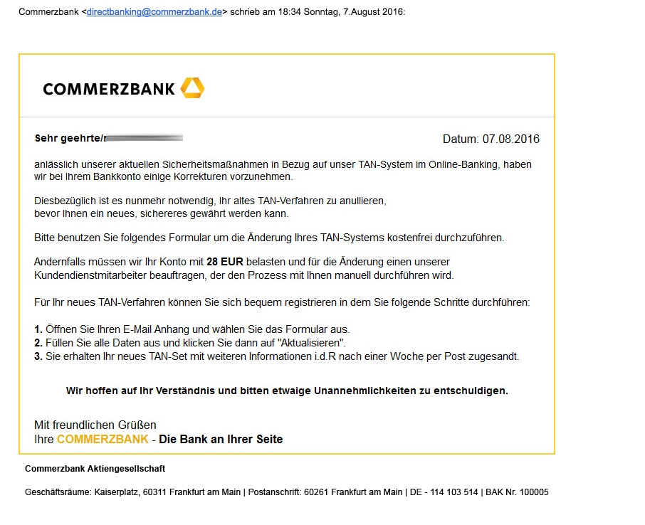 Commerzbank En Twitter Diese Mail Wurde Von Dritten In Betrugerischer Absicht Versandt Mail Gerne An Onlinebanking Commerzbank Com Weiterleiten