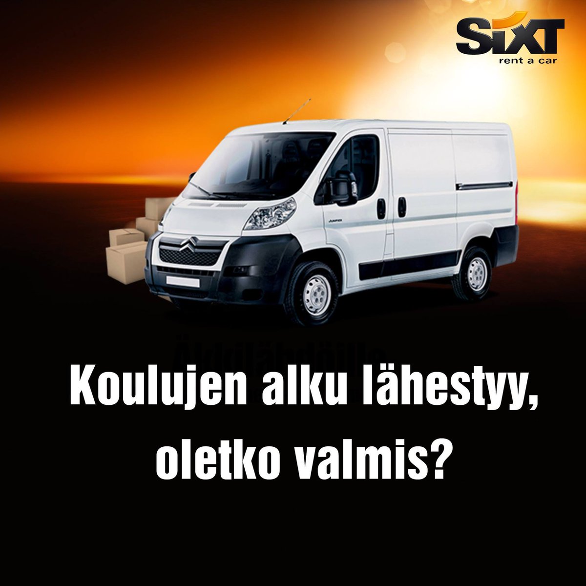 SixtFI's tweet photo. Koulujen alku lähestyy! 
Sixtin pakettiautolla hankit ja kuljetat helposti vaikka uuden kirjoituspöydän. sixt.fi https://t.co/aY4myqp8OK