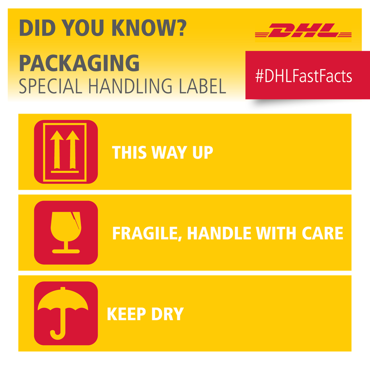Dhl Africa Didyouknow About Our Special Handling Packaging Labels Learn What The Symbols Below Mean Dhlfastfacts Dhldeliver