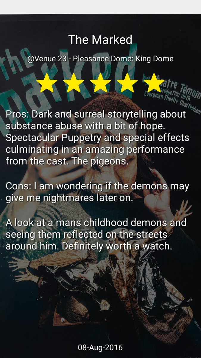 PheatrePhantom's tweet photo. Dark storytelling with a glimmer of hope. Spectacular puppets &amp; special effects! @Theatre_Temoin #Marked #edfringe https://t.co/FTYeGOHMlt