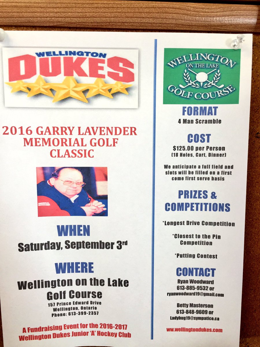 GolfWellington's tweet photo. Join us Saturday September 3 for a fun-filled day of golf and dinner in support of the Wellington Dukes hockey club! https://t.co/LM7Qnvp0rv