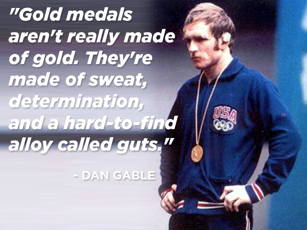 ChuckLongIowa's tweet photo. "Sweat, determination, and a hard-to-find alloy called guts." #motivationMonday #olympics #wrestling #dangable https://t.co/NNfOt9Aifb