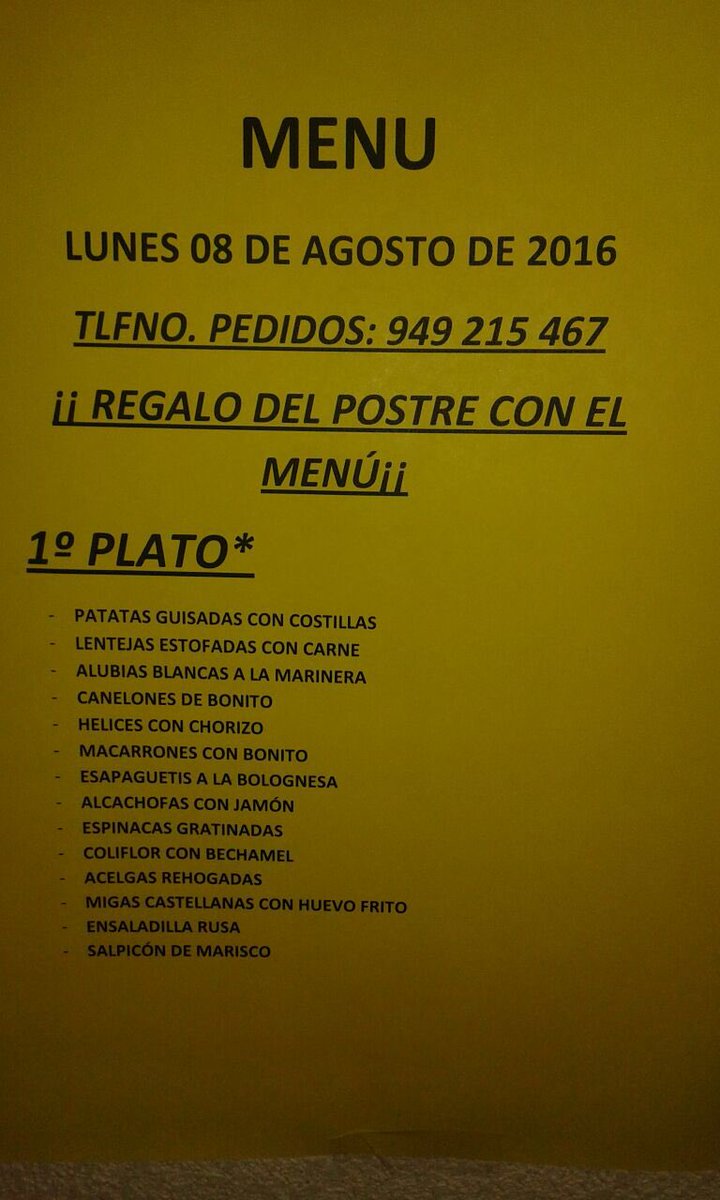 Catapanguada's tweet photo. Menú de hoy, lunes 8 de agosto https://t.co/IaQqqO53KY