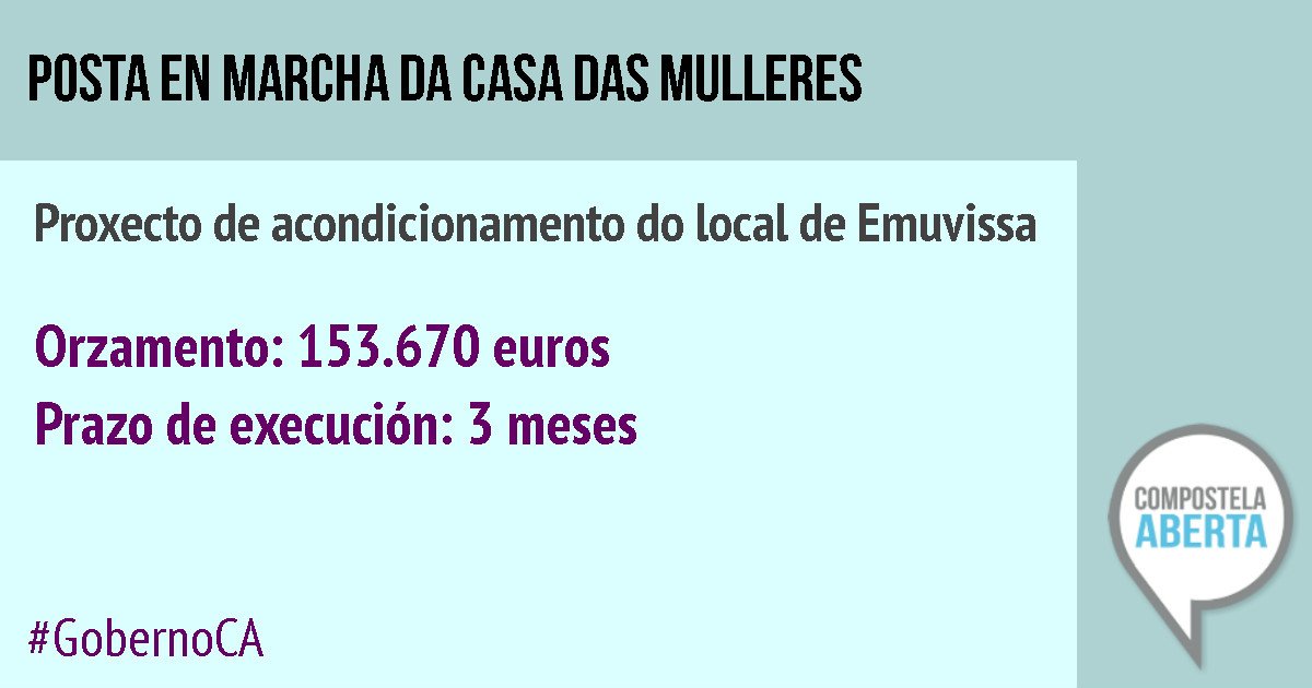 compostelaberta's tweet photo. Poremos tamén en marcha o proxecto da Casa das Mulleres #GobernoCA https://t.co/yaSXbR1hdv