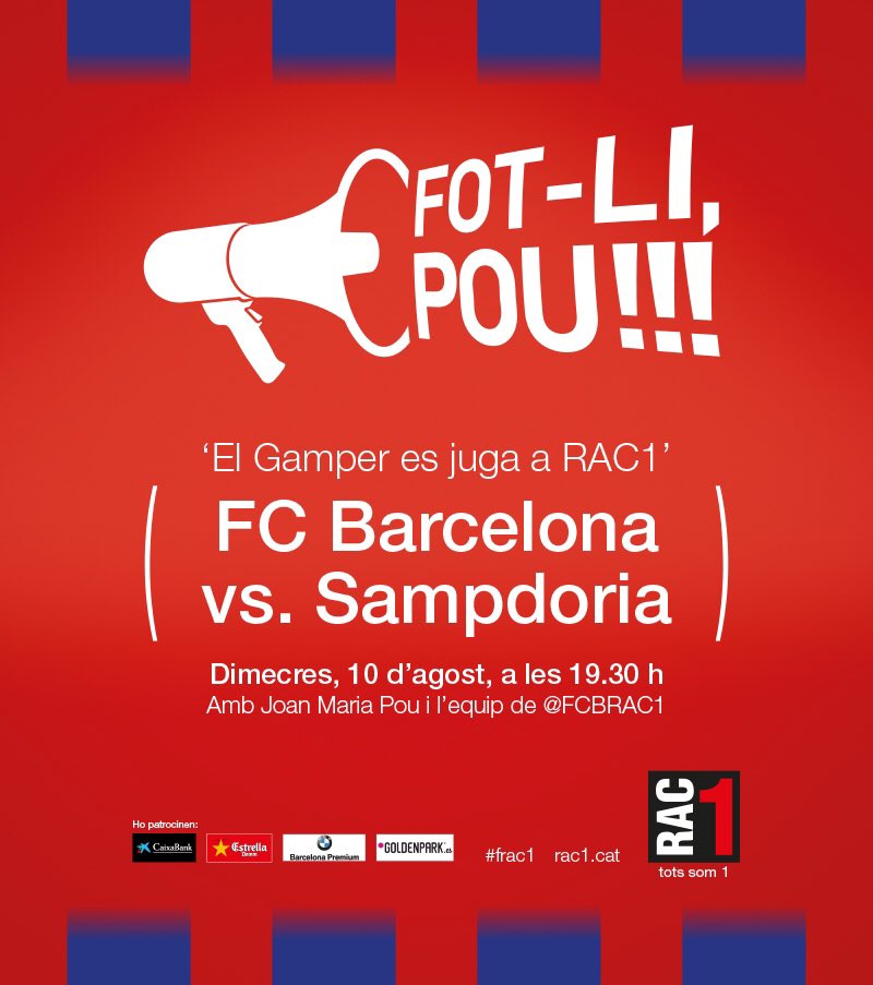 EsportsRAC1's tweet photo. Voleu anar al Gamper? Sortegem 2 entrades dobles entre els que féu RT d'aquest tuit #frac1 #RAC1Gamper https://t.co/FTqlWdLfBn